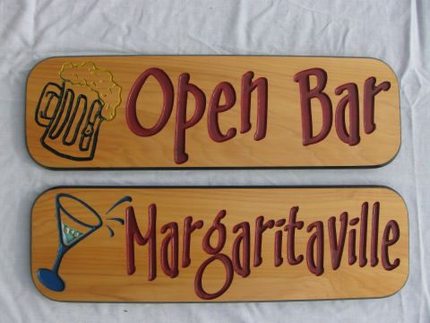 Wood bar signs
